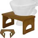 Foldable Toilet Stool, 7.5 Inch Poop Stool for Bathroom, Bamboo Toilet Stool Squat Adult, Collapsible Squatting Bathroom Potty Stool with Non-Slip Strip, Improve Squat Posture and Comfort, Brown