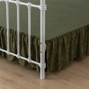 Bed Skirt Queen Size Ruffled Bed Skirt with Split Corners, 12 Inch Drop Dust Ruffle Bed Skirts with Platform, Tufted Boho Bed Skirting Queen Size, Square, Green, 12" Queen