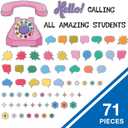 Carson Dellosa Retro Remix 71PC Welcome Bulletin Board Set, Inspirational Wall Art for Back to School Decorations, Chalkboard, and Classroom Decor, Groovy Teacher Supplies