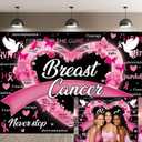 Breast Cancer Awareness Backdrop Pink Ribbon Breast Cancer Banner Breast Cancer Month Flower Butterfly Photography Backdrop Love Hope Survivor Charity Party Photo Booth Decorations (7X5FT)