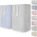 Lifewit 2 Pack Laundry Basket 80L Each, Collapsible Clothes Hamper with Reinforced Handles, Freestanding Waterproof Design for Bedroom and Laundry Room, Grey&Blue 160L Total
