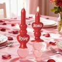 WDS WONDROUS Flameless Heart Candles Set of 2, Red LED Valentine's Day Candles - Battery Operated Love & XOXO Heart Shaped Candle for Home Decor, Wedding, Gift for Her