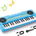 Upgraded 37 Keys Kids Piano Keyboard  Portable Toddler Music Toy Keyboard with Microphone Musical Instrument Birthday Gift for 3 4 5 6 Boys Girls, Blue