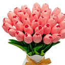 36 PCS White Tulips Artificial Flowers 13" PU Fake Flowers for Wedding Home Decor (Pink)