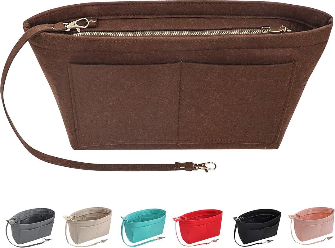 Soyizom Purse Organizer Insert Felt Purse Insert Bag Organizers Multi Pockets Tote Bag in Bag for Women,Coffee-XL