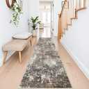 2x10 Washable Hallway Runner Rug Non-Slip Stain-Resistant Low-Pile Long Carpet Runner for Kitchen Entryway Living Room Bedroom Bathroom, Modern Abstract Neutral (Brown Beige,2x10)