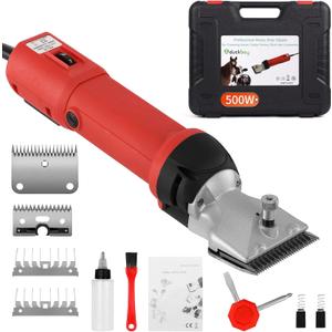 DUCKBOY Heavy Duty Clippers for Thick Coats Animals, 500W Professional Electric Shearing Machine for Horse Pony Cattle and Large Dogs Livestocks Grooming, 6 Speed & 2 Detachable Shearing Blades (500W Horse Clipper)