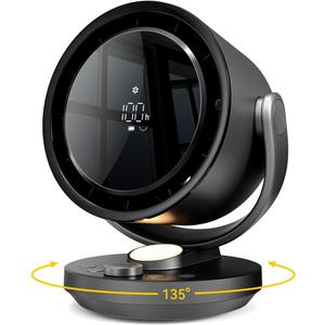 let'me Desk Fan, 100-Speed Table Fan with Digital Display, Rechargeable Portable Fan with Warm Night Light, 135Auto Oscillating Fan and 12H Timer, Small Quiet Desk Fan for Bedroom, Home, Office