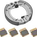 Semi-Metallic-Pro Front Brake Pads & Rear Brake Shoes for Yamaha Grizzly 350 Bruin 250 350 Big Bear 250 2004-2014 Big Bear 400 2005-2006 Wolverine 350 2006-2009 Kodiak 400 2003-2004
