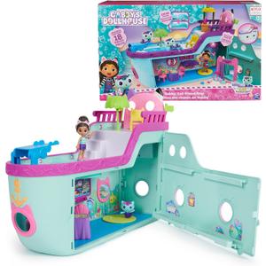 Gabbys Dollhouse, Gabby Cat Friend Ship, Cruise Ship Toy with 2 Toy Figures, Surprise Toys & Dollhouse Accessories, Kids Toys for Girls & Boys 3+