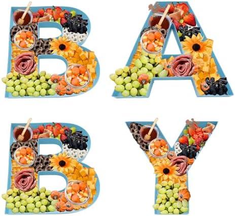 12" Cardboard Letter Shaped Mache Decorative Strawberries Fillable Sweets Candy Container Box (Blue BABY)