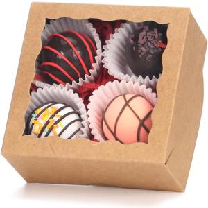 100 Pack 3x3x1 Inches Bakery Boxes - for Cookies, Mini Bundt Cake, Pie, Cinnamon Roll, Chocolate Truffle | Party Wedding Favor (Brown)