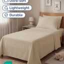 Twin 4 Piece Sheet Set - Comfy, Breathable & Cooling - Soft Hotel Luxury Bedding for Women, Men, Kids, Teens & Children - 1 Flat & 1 Fitted Sheet & 2 Pillowcases w/ Deep Pockets - Wrinkle Free - Cream