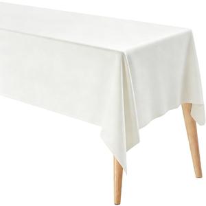M METERXITY Rectangle Tablecloth, 55 x 87 Inch Thickened Waterproof Polyester Table Cloth for Banquets/Buffet/Parties/Wedding, Anti-Wrinkle Washable Decorative Table Cover [Beige White]
