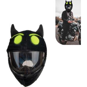 Full Face Motorcycle Helmet Cover, Scratch-Resistant Motorcycle Headgear Protective Cover, Funny Cute Cartoon Fluffy Plush Helmet Decoration, for Most Full Face Headgear (Green)