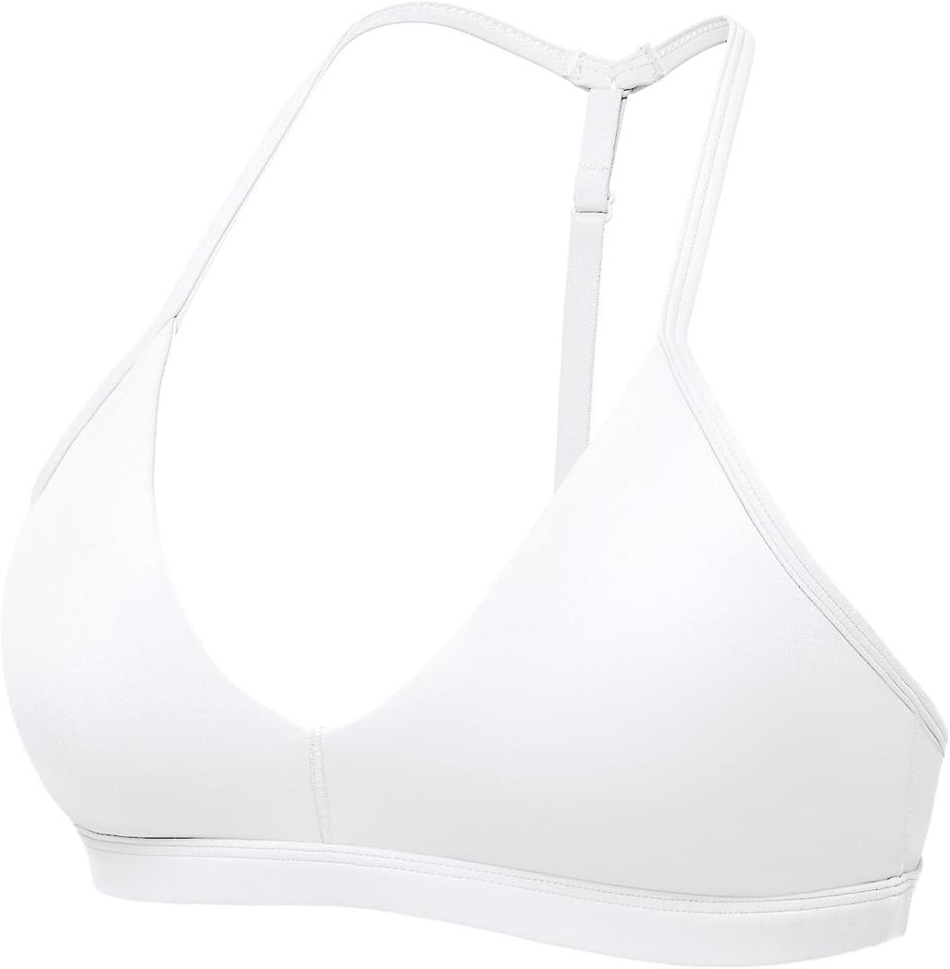 YEOREO Sports Bras for Women Strappy Padded Halter Ericie Open Back Light Impact Deep V Neck Yoga Workout Gym Tops (White, S)