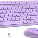 LeadsaiL Purple Wireless Keyboard and Mouse Combo, Full-Sized Ergonomic Computer Keyboard, 2.4GHz USB Cordless Keyboard Silent Mouse Set, 12 FN Shortcuts for Windows MacOS Laptop Computer