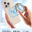 LISEVO Phone Ring Holder Compatible with MagSafe - Magnetic Cell Phone Grip Magnet Removable Finger Ring Grip Stand Cute Girly Kawaii Black Gold Design for iPhone 17 Pro Max 16 15 14 13 12 Series