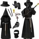 Plague Doctor Costume with Plague Doctor Mask for Boys Girls Halloween Dress-Up Cosplay Party (Child-L)