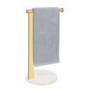 Siyzda Hand Towel Holder Stand for Bathroom, L- Shaped Standing Hand Towel Rack, Towel Bar Kitchen Vanity Countertop Organizer, SUS304 Stainless Steel Material (Marble Base, Gold)
