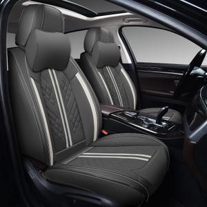 GXT Deluxe Faux Leather Full Coverage Car Seat Cover Anti-Slip Universal Fits for Sedans SUV Pick-up Truck with Headrests,Interior Accessories(Dark Grey)