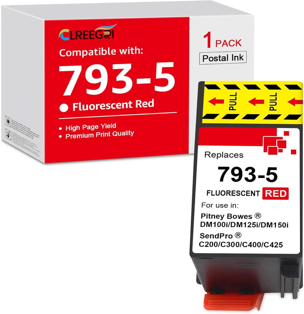 Remanufactured 35ml 793-5 Red Ink Cartridge PB 793-5 Compatible with DM100 DM200 and SendPro C and SendPro+ (1-Pack, 35ml)