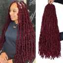Leeven 24 Inch Butterfly Locs Crochet Hair Burgundy Light Weight Jumbo Crochet Butterfly Locs Hair for Black Women Distressed Locs Crochet Braids Hair Extensions Bug#