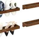Nisorpa Set of 4 Rustic Burnt Wood Hanging Shoes Storage Organizer Racks, 20 Inches Wall Mounted Space Saving Footwear Holder for Closet, Mudroom, Entryway Narrow Spaces Shoes Storage