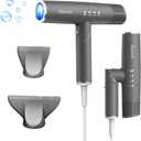 Ionic Hair Dryer with Folding Handle, 110,000 RPM High-Speed Professional Blow Dryer | Fast Drying, Low Noise, Lightweight Design, Perfect for Home and Travel, Dark Gray