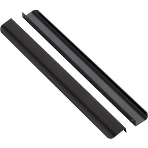 Ravinte 3 Pack Finger Pulls for Cabinets 356mm/14in Hole Center Tab Cabinet Handle Matte Black Finger Edge Pulls Concealed Handles for Kitchen Drawer Finger Hardware 406mm/15.98in Length