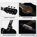 ADM 38" Inch Acoustic Guitar Bundle for Beginners Adults with Online Lesson, Cutaway Wood Acustica Guitarra Starter Set Package with Gig Bag, Strap, Steel Strings, Picks, Capos, Stand, Black 1