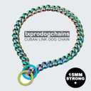 Dog Chain Collars for Dogs Chew Proof Dog Collar, 15mm Thick Color Chain Dog Collar Heavy Duty Stainless Steel Metal Cuban Link Dog Collar for Small Medium Large Dogs (10" ( for Head Circumference 8" to 9.5"))