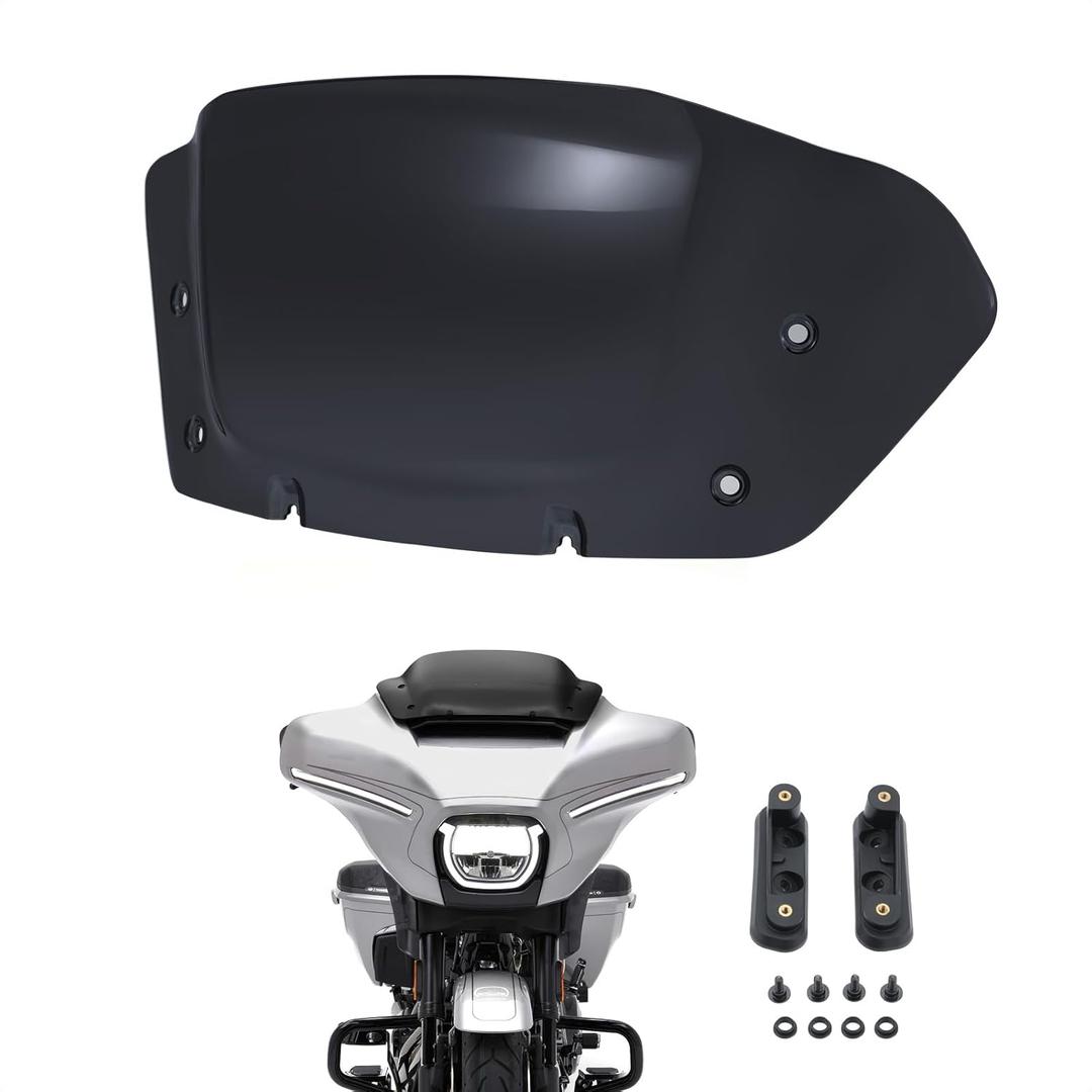 10" Wave Windshield Windscreen Wind Splitter Compatible for Harley Street Glide FLHX, CVO Street Glide FLHXSE 2023 2024 (Black)