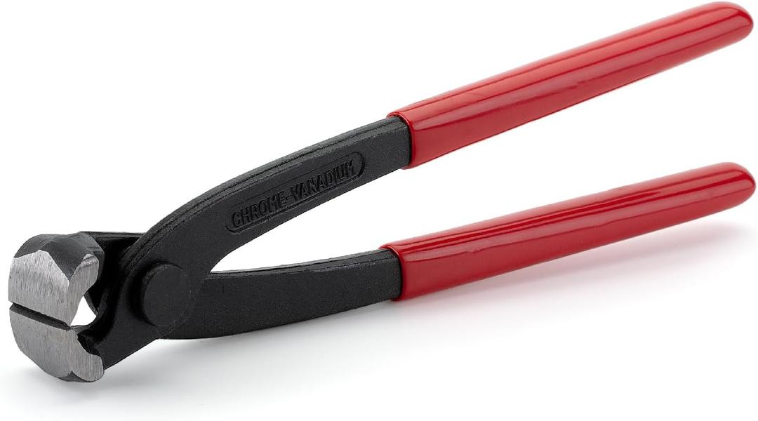 Bates Nail Puller - Red, 8-Inch, End Cutting Pliers, Carpenter Tool, Staple Puller (8", 1 Pack)