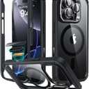 ESR for iPhone 16 Pro Case with Stand, Camera Control Button Compatible with MagSafe, Full-Body Military-Grade Drop Proof Case with Built-in 9H+ Tempered Glass Screen Protector, Clear Black