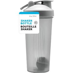 Jacent Protein Shaker Bottle, 24 oz, Leak-Proof Lid, BPA Free, Dishwasher Safe, Freezer Safe, Gray