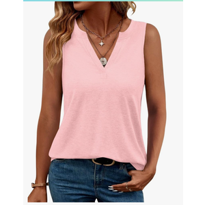 TICTICMIMI Women's V Neck Tank Tops Summer Casual Sleeveless Shirts, Size:XL