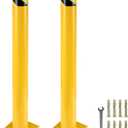 VEVOR Safety Bollard, 48 Inch Height Bollard Post, 5.5 Inch Diameter Steel Pipe Safety Bollard Post, Yellow Steel Bollard, Steel Safety Bollard with 8 Anchor Bolts, Perfect for Traffic-Sensitive Area, 48hx5.5''d