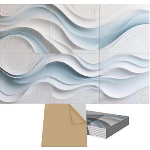6 Pack Art Acoustic Panels, TEMGCUAM Self-Adhesive Sound Absorbing Wall Panels, 72"48" Decorative Acoustic Treatment Panels for Home Office, Studio, Ceiling & Media Room