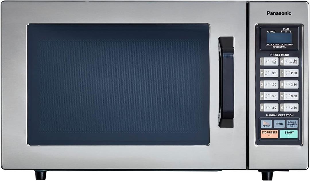 Panasonic NE-1054F Compact Light-Duty Countertop Commercial Microwave Oven with 10 Programmable Memory and Touch Screen Control, Countertop Microwave Oven, 1000W, 0.8 Cu. Ft, Stainless Steel