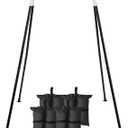 FUNLIO Foldable Swing Stand for Kids with 4 Sandbags, Heavy Duty Metal A-Frame Indoor/Outdoor for Backyard, Suitable Most Toddler/Baby Jumper/Hammock Chair - Black