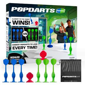 Popdarts Game Rookie Pack  Beginner-Friendly Suction Cup Dart Game for Kids, Families, and New Players | Indoor & Outdoor Target Toss Game | Fast Setup, Durable, Simple Rules, and Fun for All Ages! (Blue & Green)