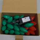 C9 Christmas String Lights - 50 LED 39Ft Outdoor Smooth Bulb Lights with Timing Function, Extendable, 8 Modes Fairy Lighting for Patio Party Dorm Home Wreath Christmas Decorations - Red Green