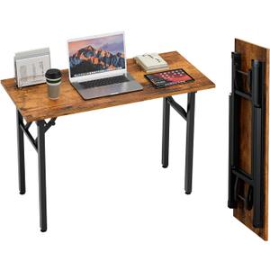 TEMI Small Computer Desk Folding Table - 43.3" Foldable Office Desk, No Assembly, Perfect for Small Spaces in Bedroom, Dorm, or Apartment, Portable Mini Desk or Study Table with Compact Design, Brown