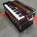 Harmonium Musical Instrument, Maharaja Musicals, 9 Stops, 3 1/2 Octave, Double Reed, Coupler, Dark Mahogany, 2024-25 Model, Standard, Padded Bag, A440 Tuned, Indian Sangeeta Harmonium - DC