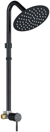DOUBLUOEG Outdoor Shower Kit, Single Handle Outdoor Shower Fixtures with 8" High Pressure Shower Head Outside Shower Kit for Backyard, Valve Included, Matte Black