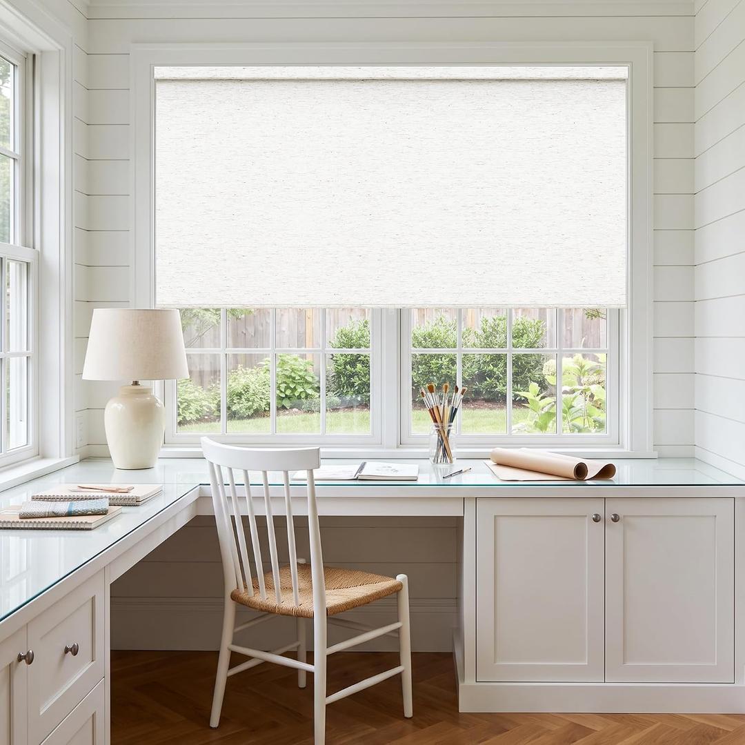 Birch Ivory Cordless Roller Shades Non See Through Blinds 55" W x 72" H