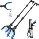 Kekoy 2-Pack Reacher Grabber Tool, 32" Grabbers for Elderly, Trash Picker Grabber with Light, Extended Claw Reacher Tool, Foldable Pick Up Grab Tool, Magnetic Sticks Grippers for Reaching (Blue)