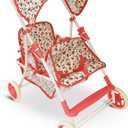 Double Doll Stroller for Twin Dolls & Toddlers - 25' Floral Tandem Play Toy Stroller
