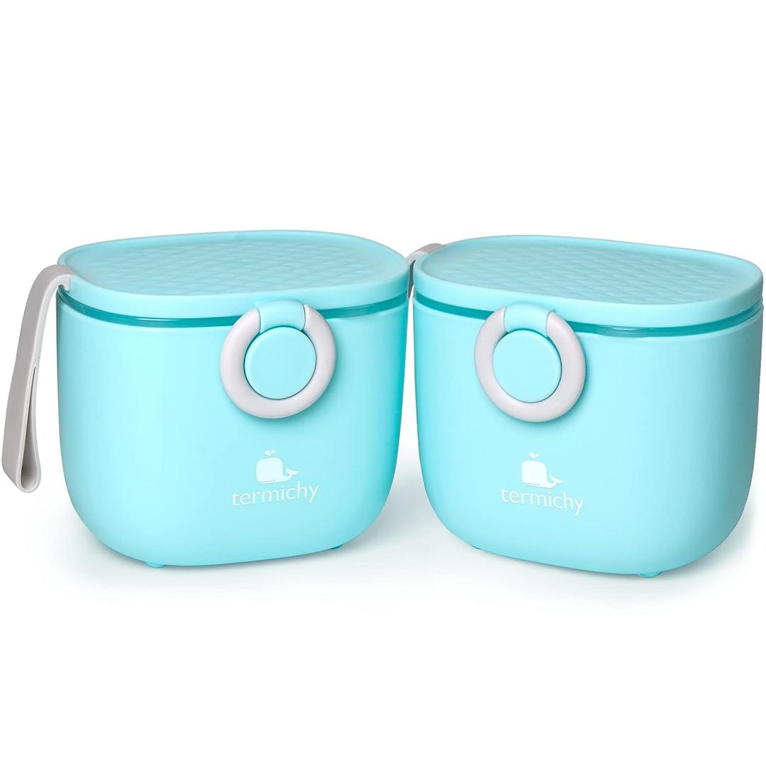 Termichy Baby Formula Dispenser, Portable Milk Powder Dispenser Container with Carry Handle and Scoop for Travel Outdoor Activities with Baby Infant, 8.8OZ, 0.55LB, 250g (Blue-2pack)